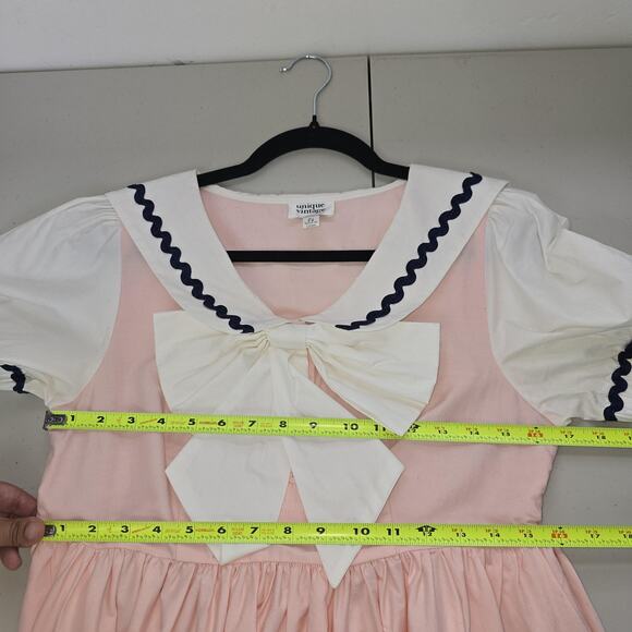 Unique Vintage Dress Womens Medium Pink White Sailor Bow Nautical Lolita Cosplay - Picture 9 of 12